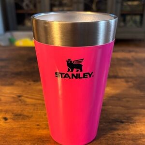 Stanley Hot Pink Tumbler with Silver Accent 16 oz